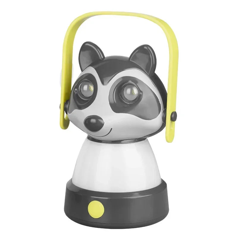 Creative Children'S Tent Lights Rechargeable Cartoon Camping Lantern Portable Fox Handheld Lamps Raccoon for Reading Exploring