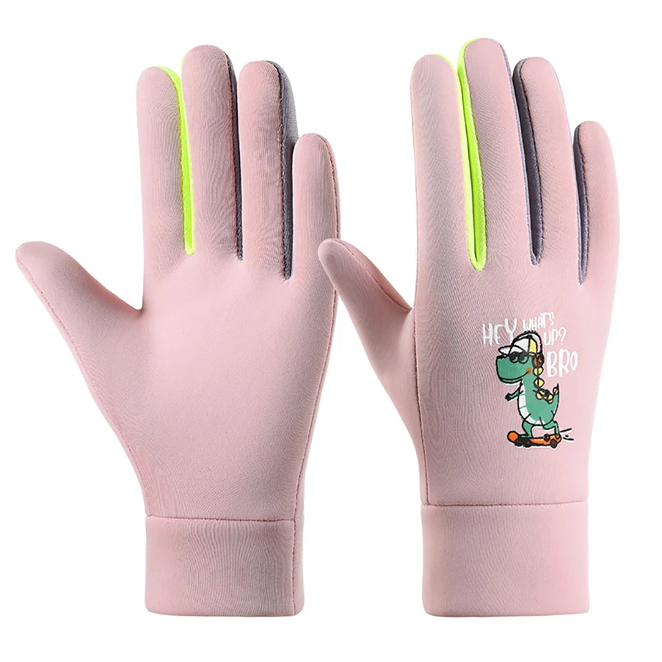 Winter Children'S Gloves Cartoon Dinosaur Cycling Kids Warm Sports Skiing Windproof Waterproof Boys Girls Gloves