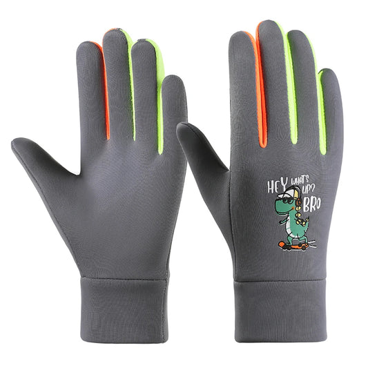 Winter Children'S Gloves Cartoon Dinosaur Cycling Kids Warm Sports Skiing Windproof Waterproof Boys Girls Gloves