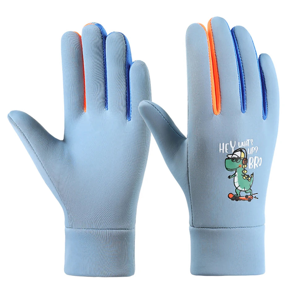 Winter Children'S Gloves Cartoon Dinosaur Cycling Kids Warm Sports Skiing Windproof Waterproof Boys Girls Gloves
