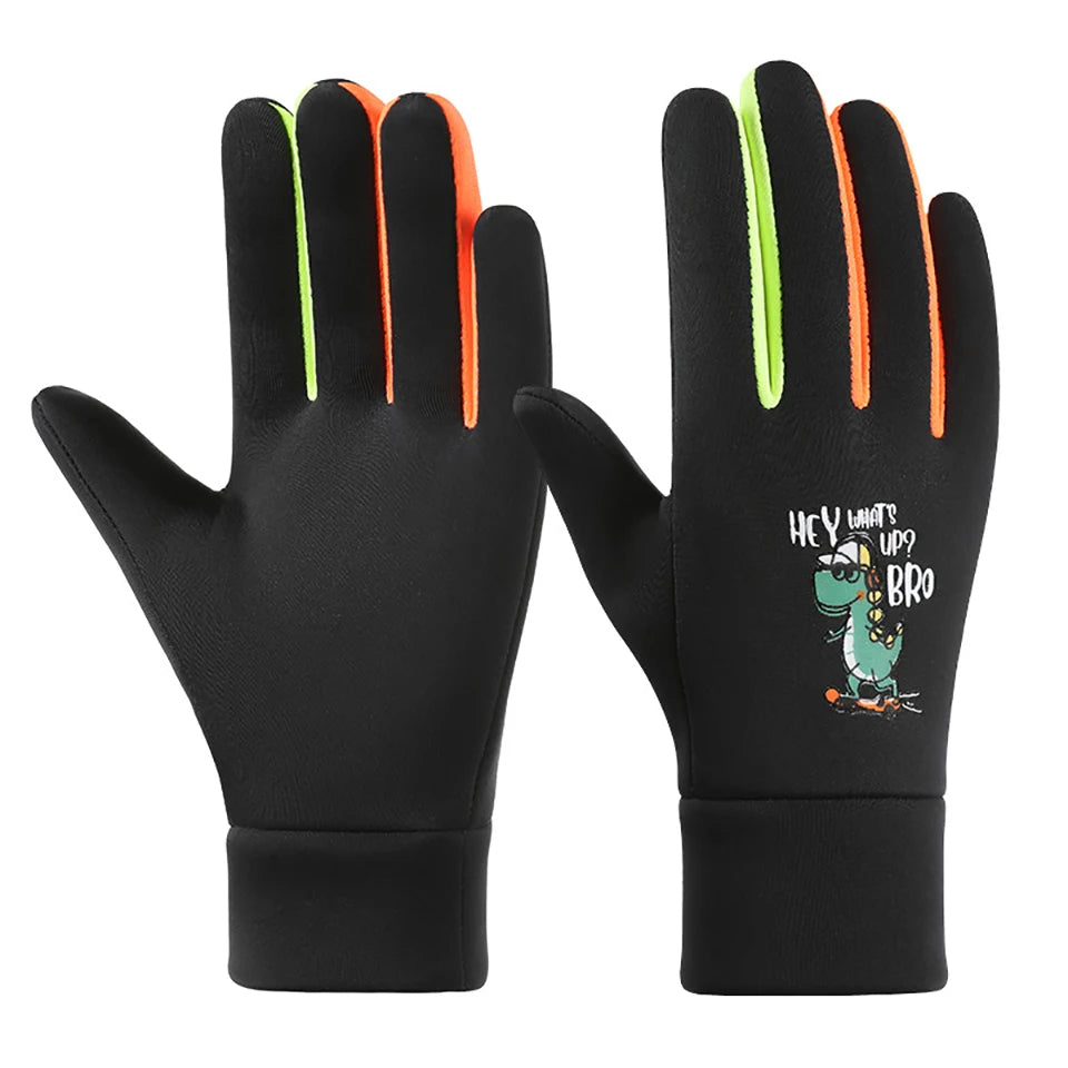 Winter Children'S Gloves Cartoon Dinosaur Cycling Kids Warm Sports Skiing Windproof Waterproof Boys Girls Gloves